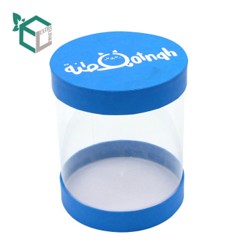 Blue PVC Window Gift Boxes For Paper Lid